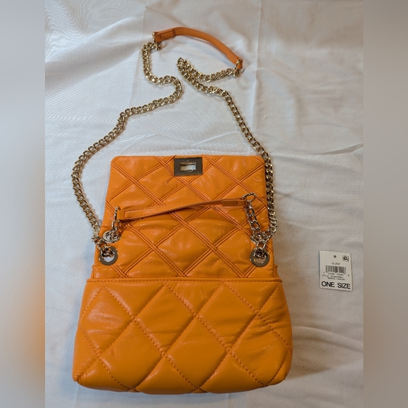 INC International Concepts Orange Quilted Shoulder Bag BNWT - Picture 4 of 13